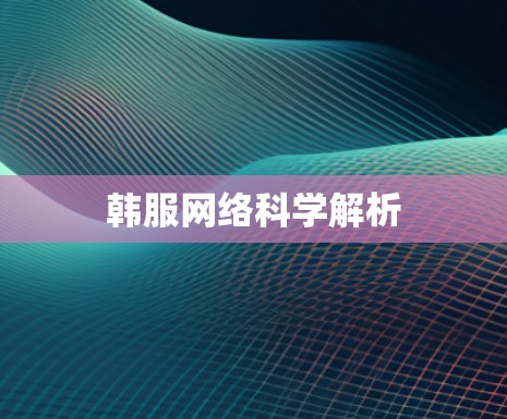 韩服网络科学解析