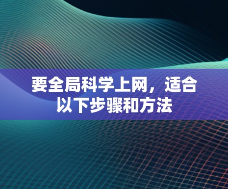 要全局科学上网，适合以下步骤和方法