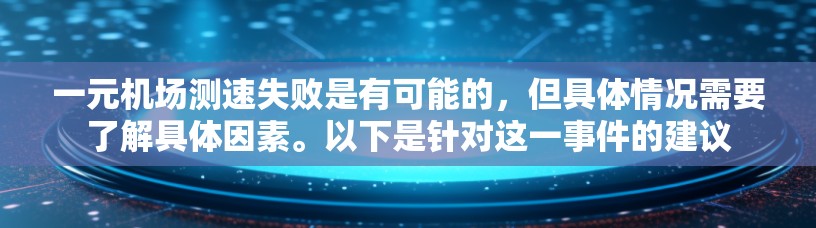 一元机场测速失败是有可能的,但具体情况需要了解具体因素。以下是针对这一事件的建议 一元机场测速失败是有可能的,但具体情况需要了解具体因素。以下是针对这一事件的建议
