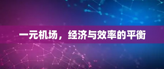 一元机场,经济与效率的平衡 一元机场,经济与效率的平衡