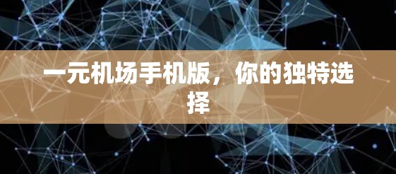 一元机场手机版，你的独特选择