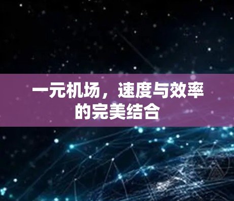 一元机场,速度与效率的完美结合 一元机场,速度与效率的完美结合