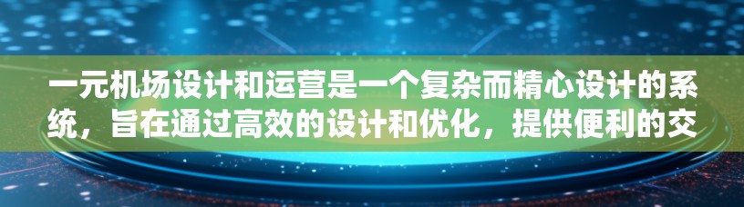 一元机场设计和运营是一个复杂而精心设计的系统，旨在通过高效的设计和优化，提供便利的交通服务。以下是对一元机场设计和运营的详细分析